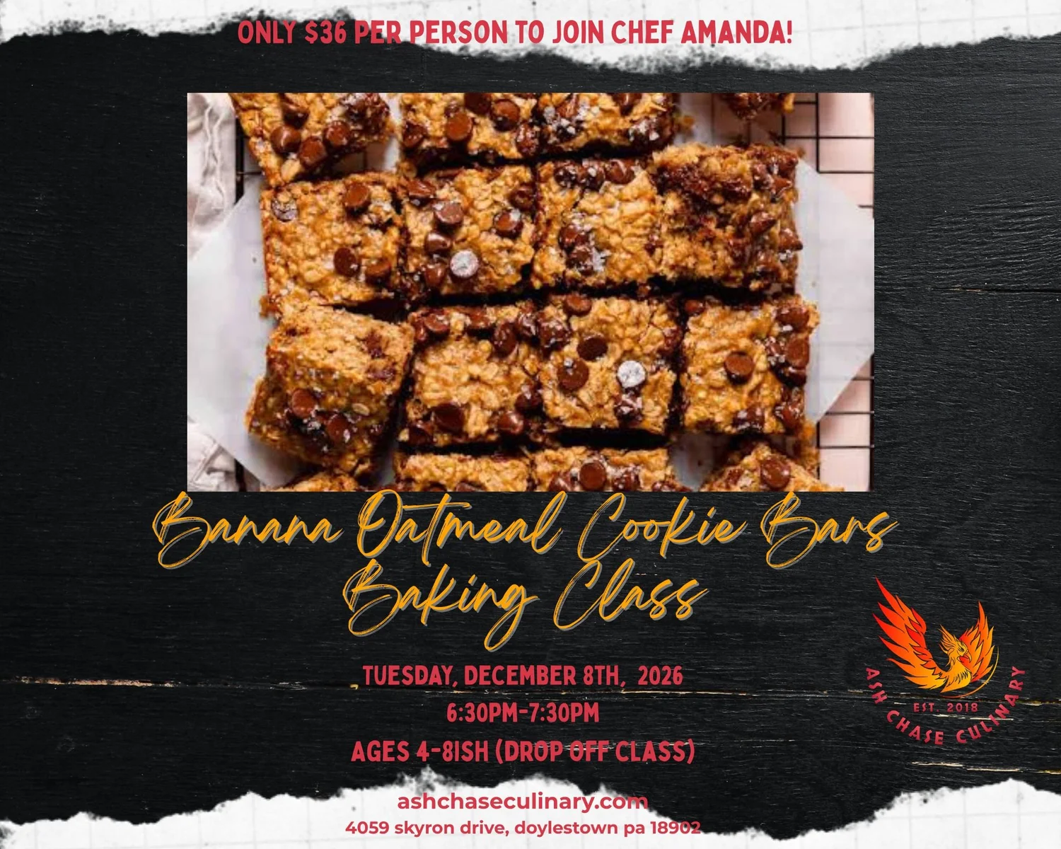 Banana Oatmeal Cookie Bars Baking Class